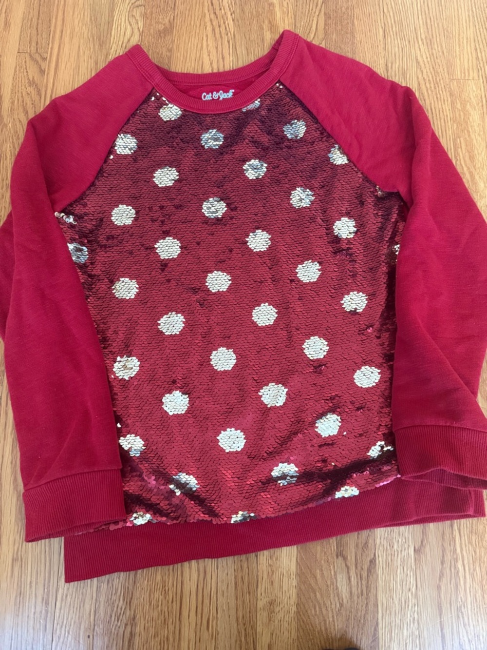 💕3 for $15💕 Cat & Jack Sweatshirt with Silver Sequin Polka Dots